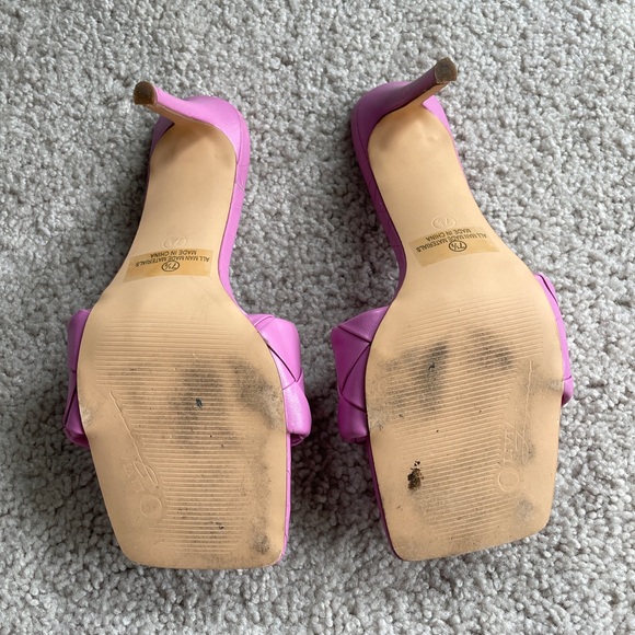 Olivia Ferguson Quilted Woven Lilac Purple High Heels, Size 7.5 Open Square Toe - Picture 7 of 15